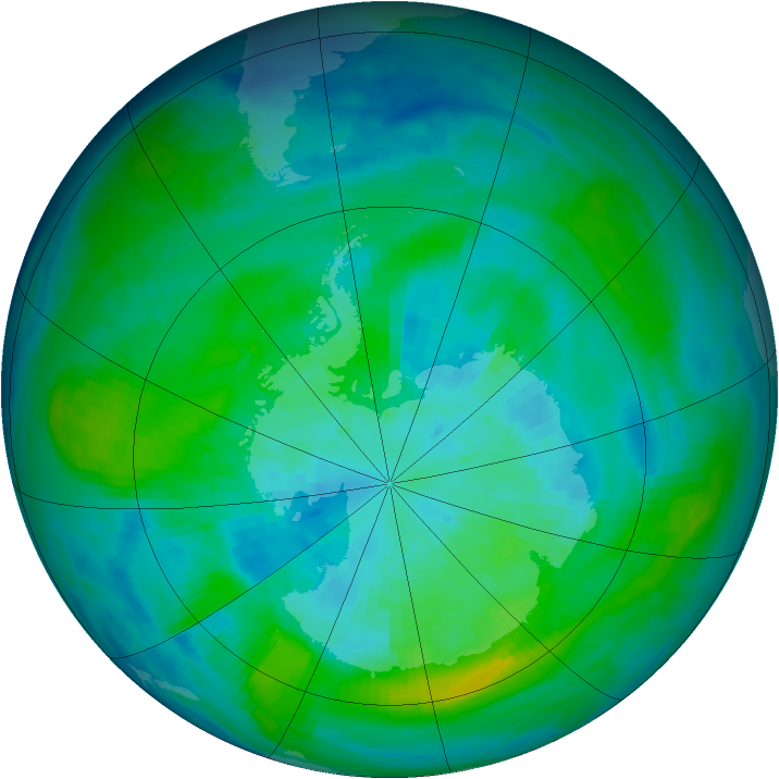 Antarctic ozone map for 24 March 1983